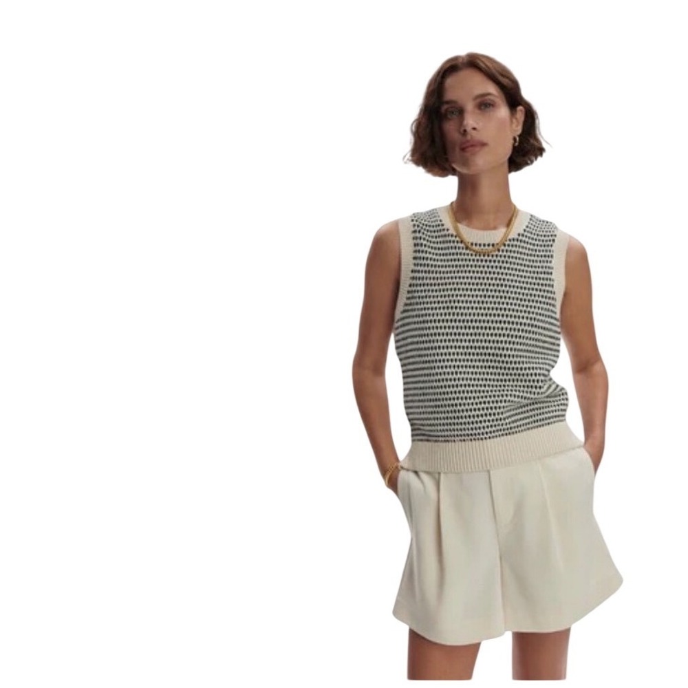 Varley Mariya Easy Pleat Preppy Shorts Birch White Tailored High Rise‎ XL